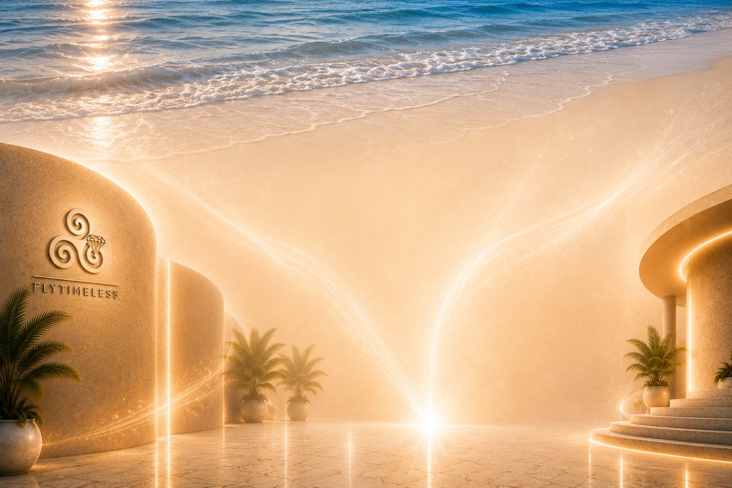 The Flytimeless sanctuary opening onto a sunlit shore