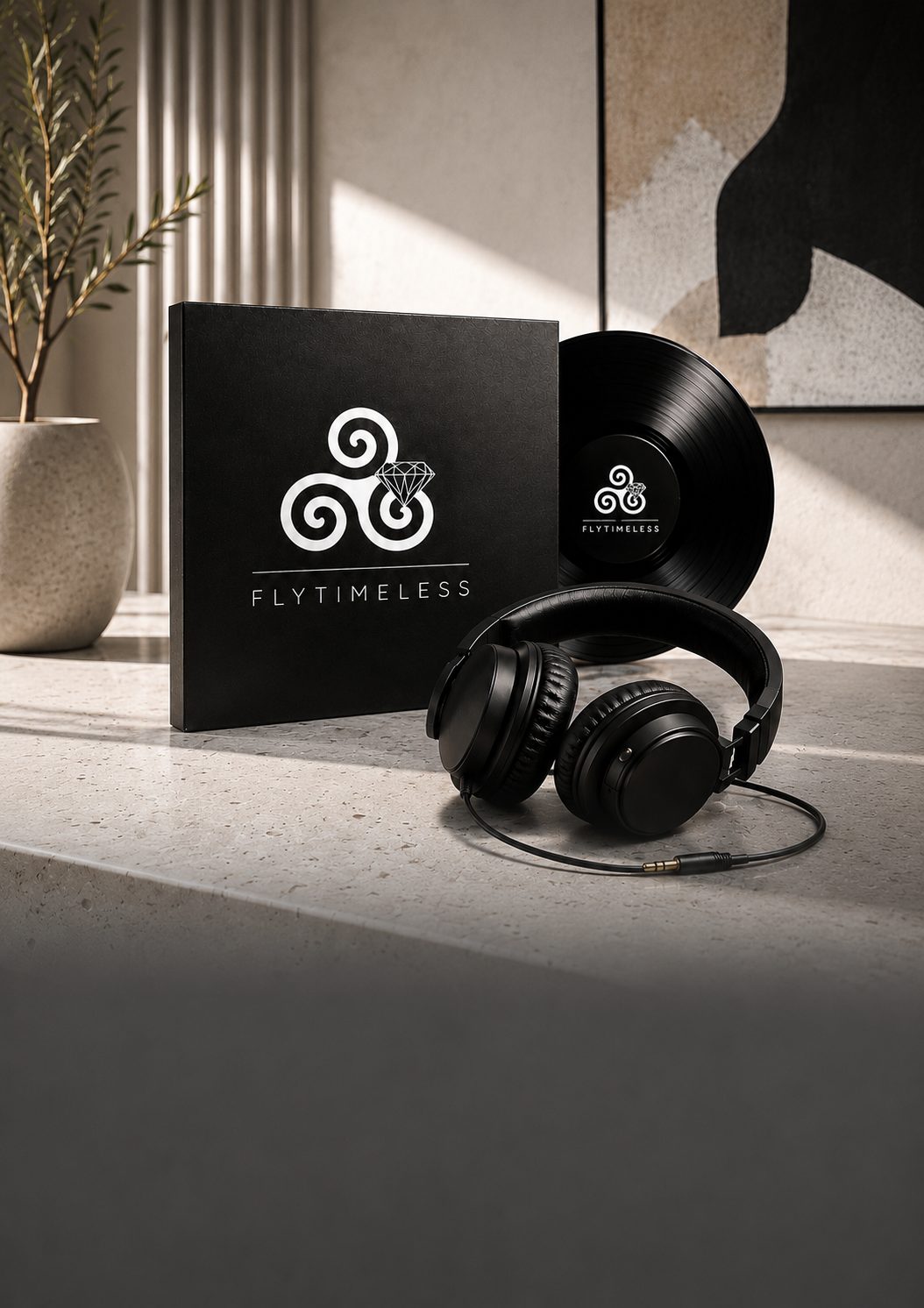 Flytimeless vinyl box set and headphones